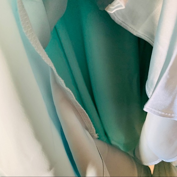 Lulu’s Blue Satin Tiered Asymmetrical Midi Dress - Picture 10 of 13